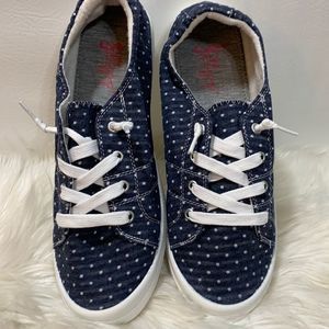 Jellypop Navy “Dallas” Sneaker with white dots/stars/ crosshatch Size 11 Mefium